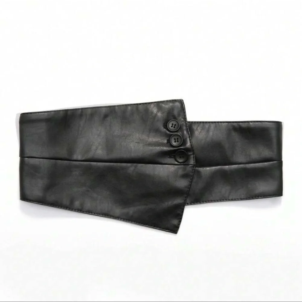 Vegan Leather Wide Corset Assymetrical Belt - Picture 3 of 6